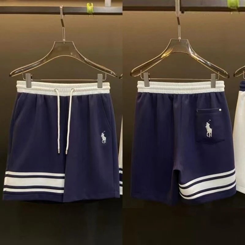 Polo Ralph Lauren Shorts Embroidered Pony Contrast Striped — Navy blue