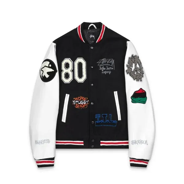 Stussy x Jil Sander Legacy Varsity Jacket Black / White Outerwear - 1