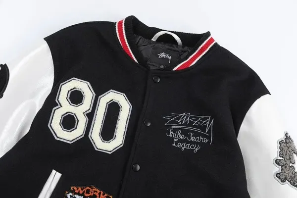 Stussy x Jil Sander Legacy Varsity Jacket Black / White Outerwear - 4
