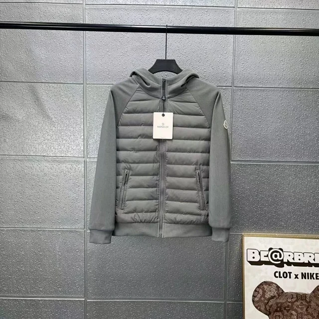 Moncler Down Jackets Hooded hybrid quilted jacket with knit sleeves product detail image 7