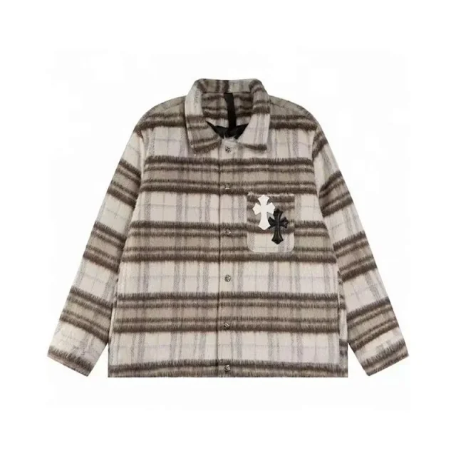 Unbranded Jackets Quilted Plaid Shirt Jacket with Cross Appliqué product detail image 1