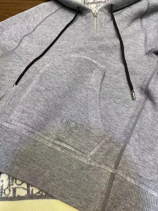 Dior Knitwear Reversible Hooded Zip Cardigan with Oblique Knit product detail image 4