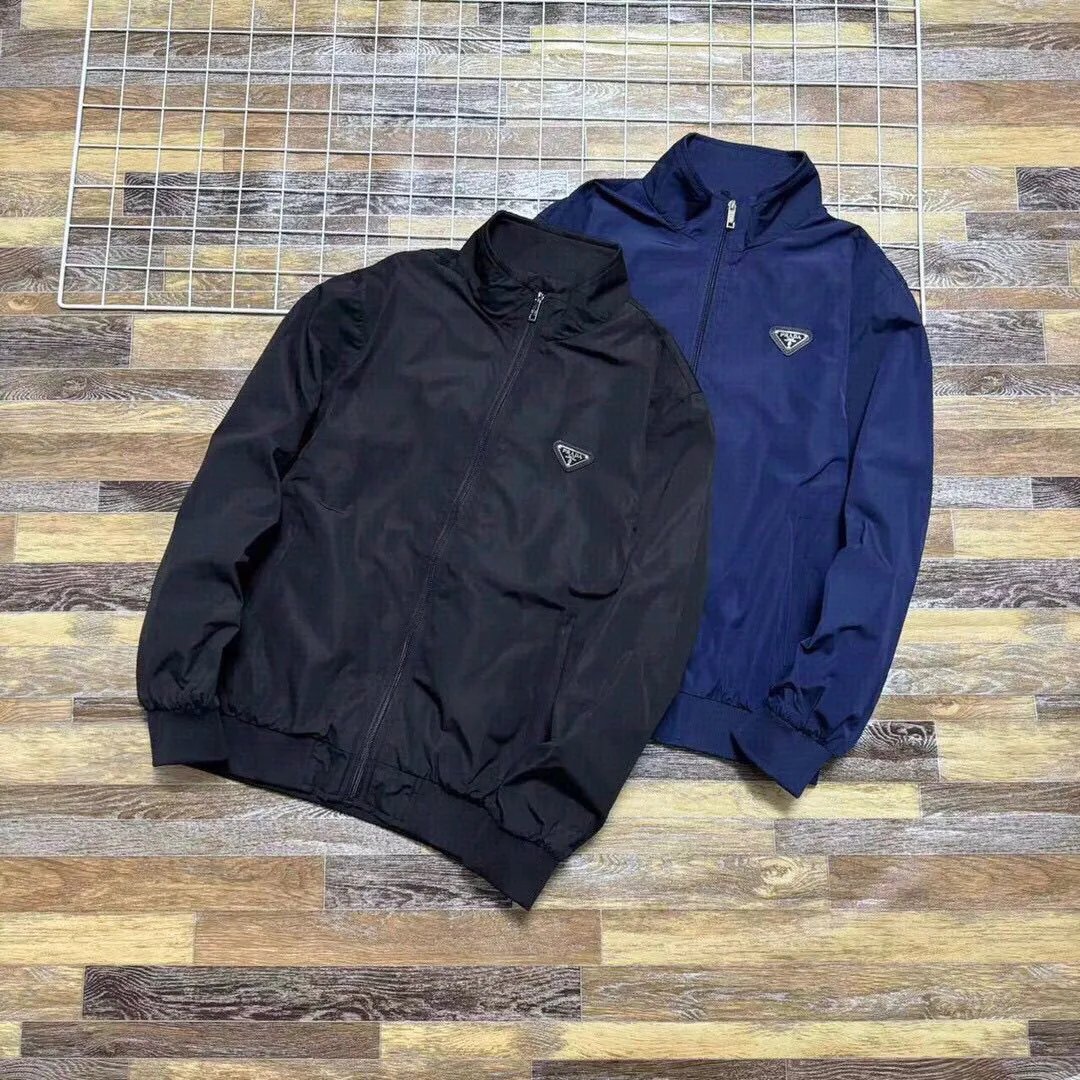 Prada Nylon Track Jacket in Black & Navy Blue
