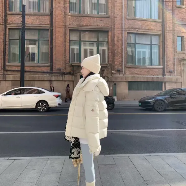 Moncler Maya Down Jacket Off-White Beanie - 1