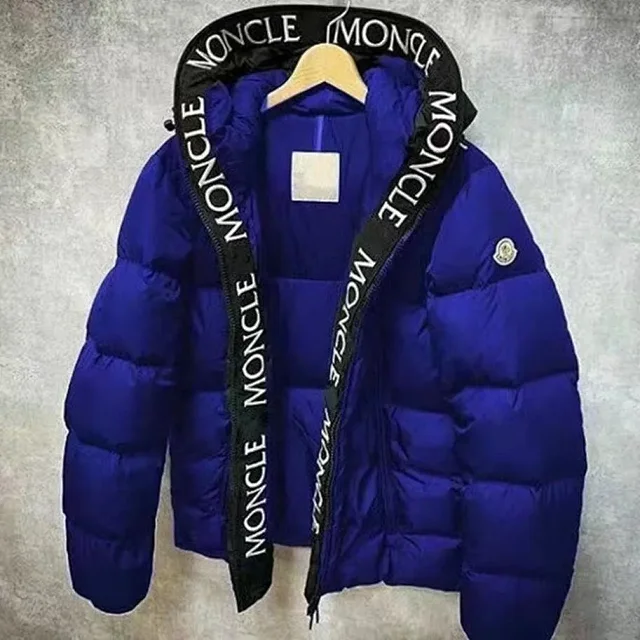 Moncler Down Jackets Hooded puffer jacket with logo trim product detail image 1