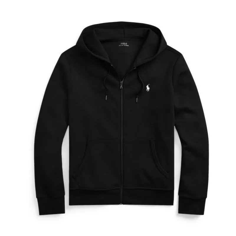 Black Zip-Up Hoodie - White Pony Fleece Lined Version