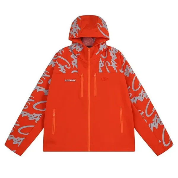 Elitework Graffiti Print Hooded Windbreaker Jacket - 6