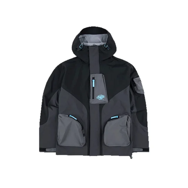 Unbranded Jackets Hooded Color-Block Utility Jacket with Multiple Zip Pockets product detail image 1