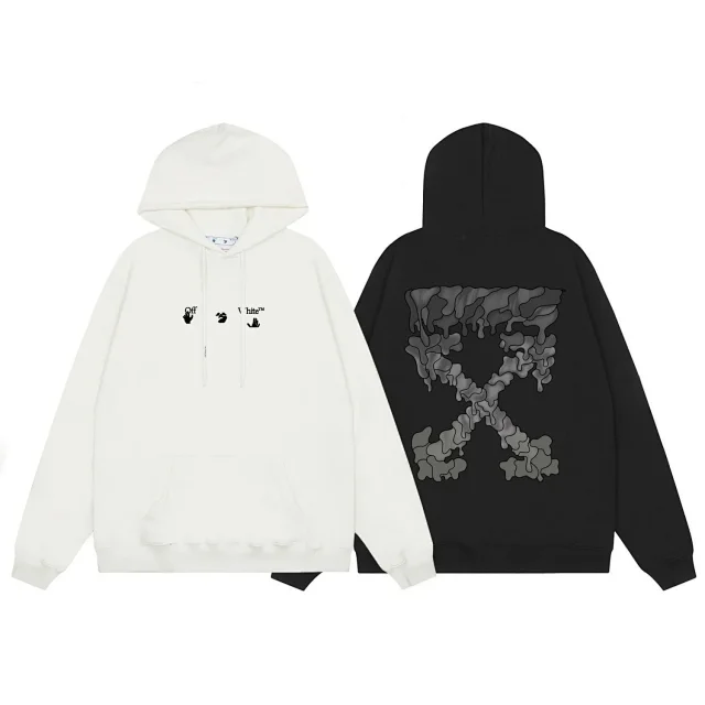 Off-White Hoodies & Sweatshirts Pullover hoodie with front logo and dripping arrow back graphic product detail image 1