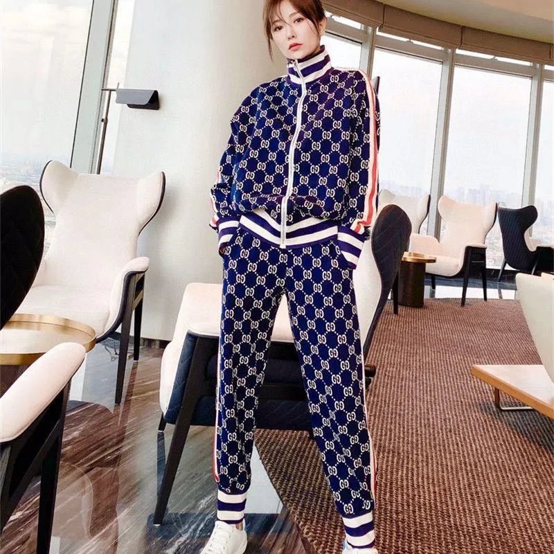 Gucci GG Monogram Track Jacket Navy with Red and Beige Stripes - 6