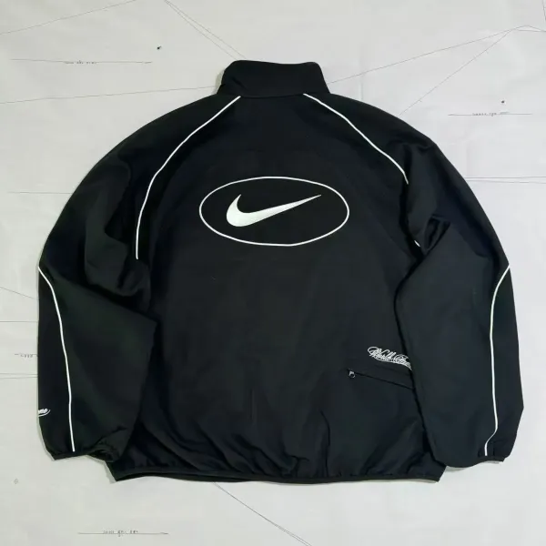 Nike Windrunner Jacket Black with White Piping - 2