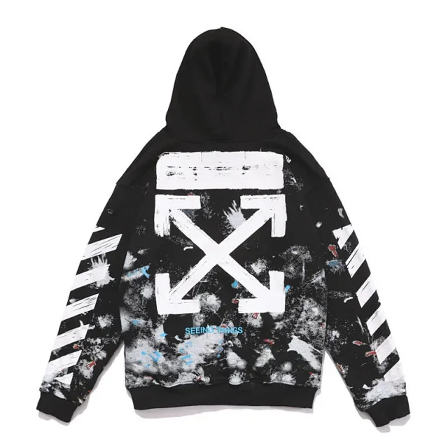 Off-White Hoodies & Sweatshirts Paint-splatter arrow graphic pullover hoodie product detail image 3
