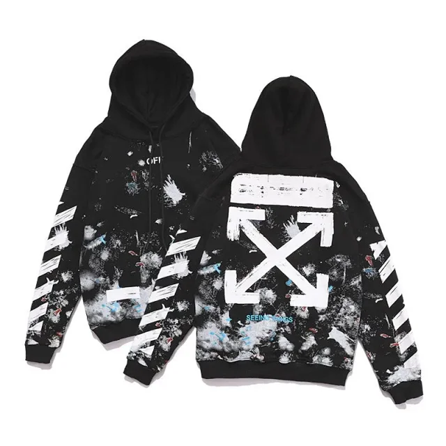 Off-White Hoodies & Sweatshirts Paint-splatter arrow graphic pullover hoodie product detail image 4