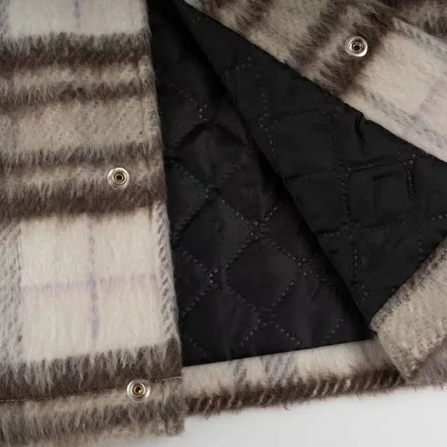 Unbranded Jackets Quilted Plaid Shirt Jacket with Cross Appliqué product detail image 3