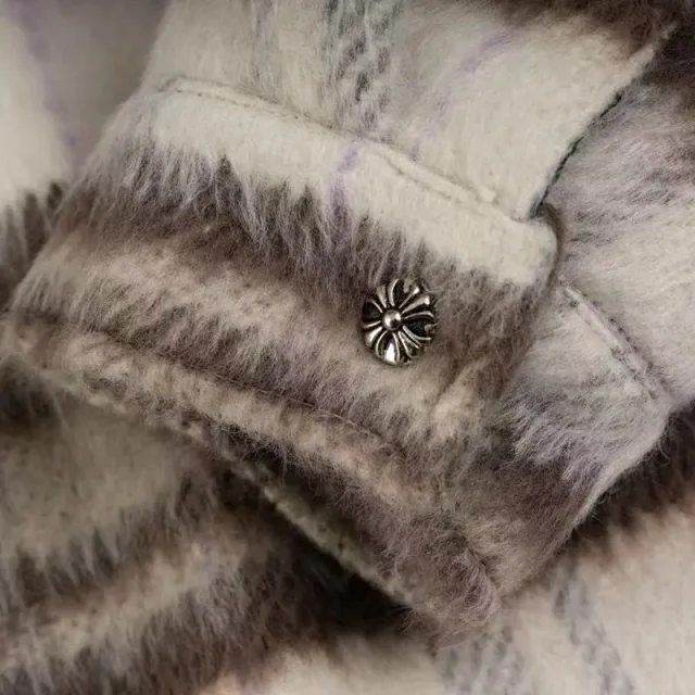 Unbranded Jackets Quilted Plaid Shirt Jacket with Cross Appliqué product detail image 4