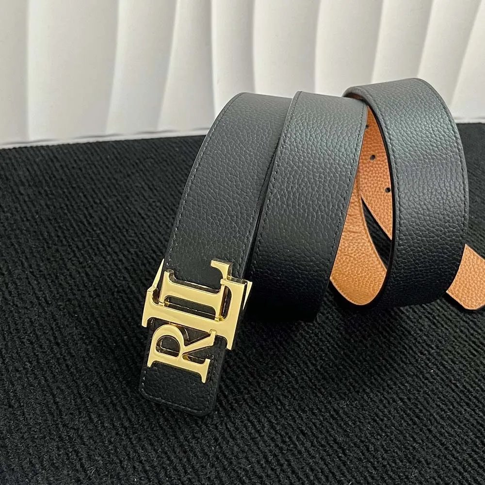 Ralph Lauren RL Logo Buckle Leather Belt Black - 3