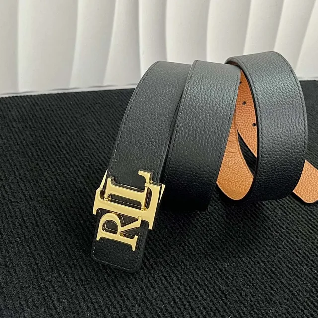 Ralph Lauren Belts Reversible Pebbled Leather RL Logo Buckle Belt product detail image 2