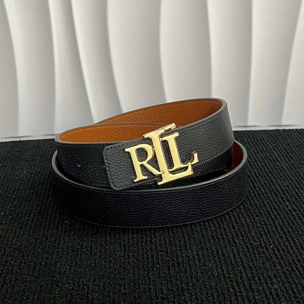 Ralph Lauren RL Logo Buckle Leather Belt Black - 6