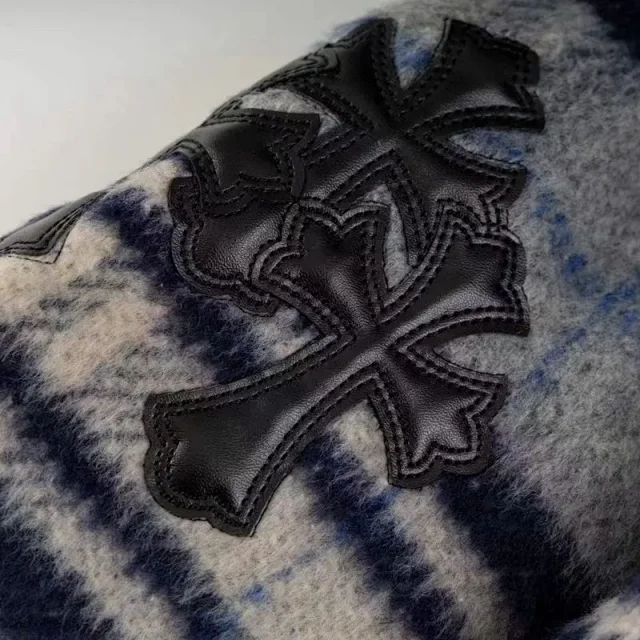 Unbranded Jackets Quilted Plaid Shirt Jacket with Cross Appliqué product detail image 6