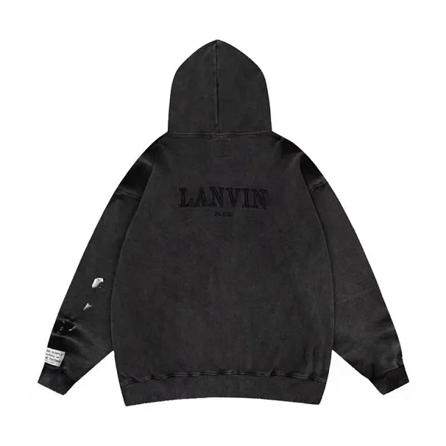 Lanvin Hoodies & Sweatshirts Zip-Up Hooded Sweatshirt with Logo Embroidery product detail image 3