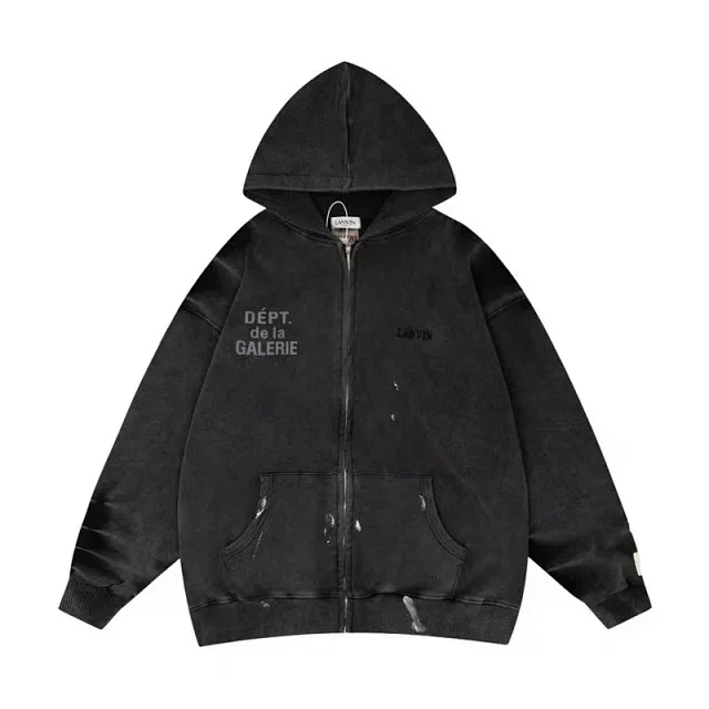 Lanvin Hoodies & Sweatshirts Zip-Up Hooded Sweatshirt with Logo Embroidery product detail image 2