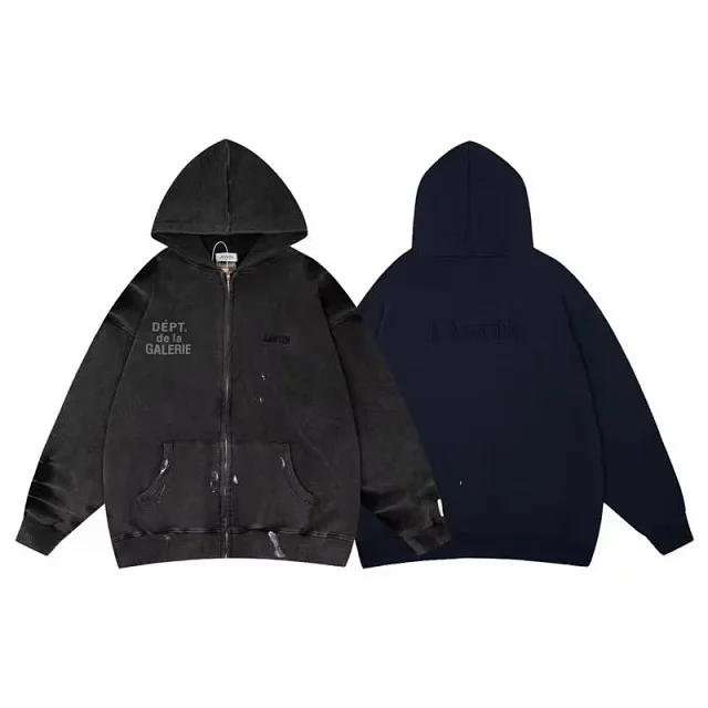 Lanvin Hoodies & Sweatshirts Zip-Up Hooded Sweatshirt with Logo Embroidery product detail image 1