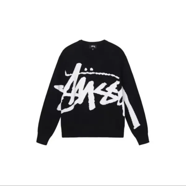 Stüssy Classic Logo Knit Sweater Black - 2