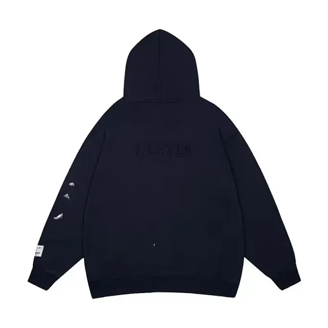 Lanvin Hoodies & Sweatshirts Zip-Up Hooded Sweatshirt with Logo Embroidery product detail image 5