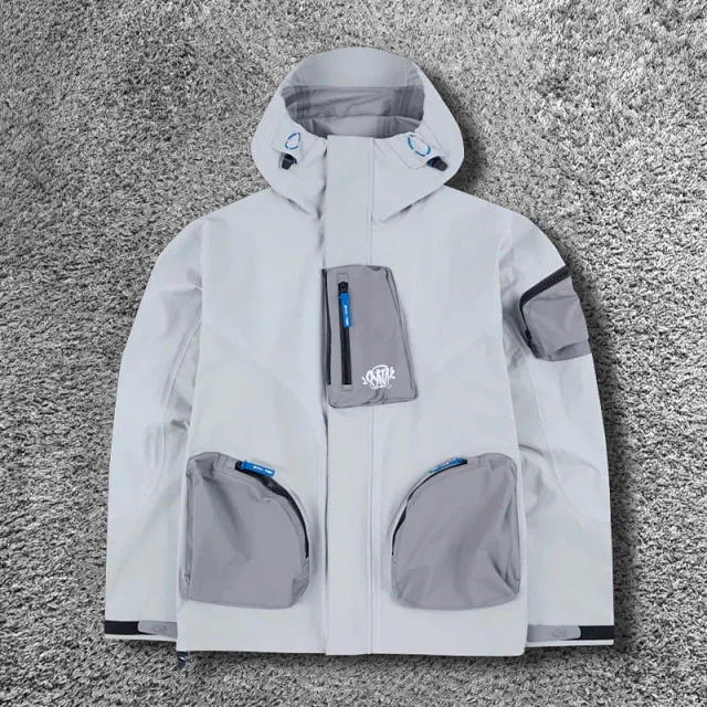 Unbranded Jackets Hooded Color-Block Utility Jacket with Multiple Zip Pockets product detail image 4