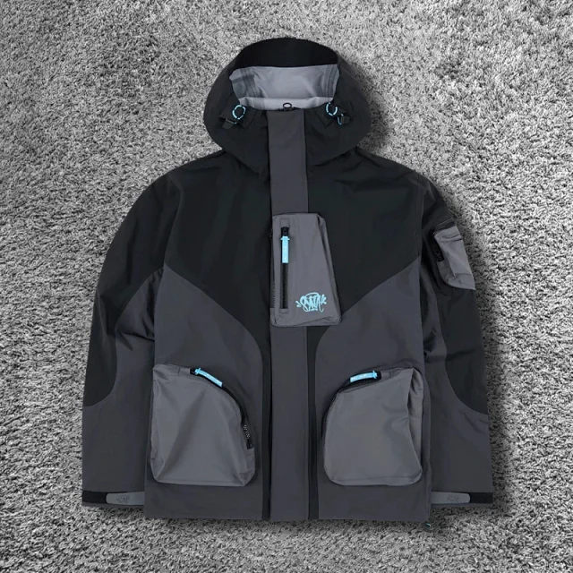 Unbranded Jackets Hooded Color-Block Utility Jacket with Multiple Zip Pockets product detail image 3