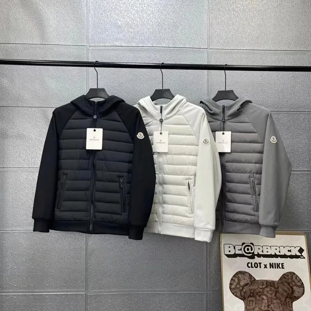 Moncler Down Jackets Hooded hybrid quilted jacket with knit sleeves product detail image 5