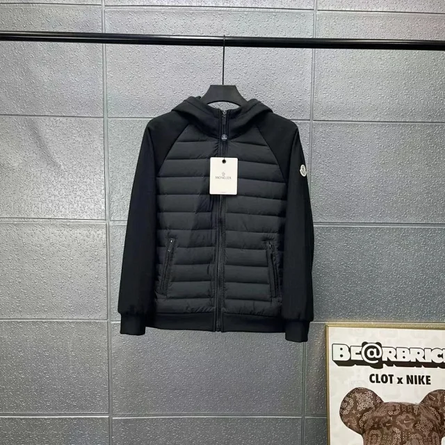 Moncler Down Jackets Hooded hybrid quilted jacket with knit sleeves product detail image 8