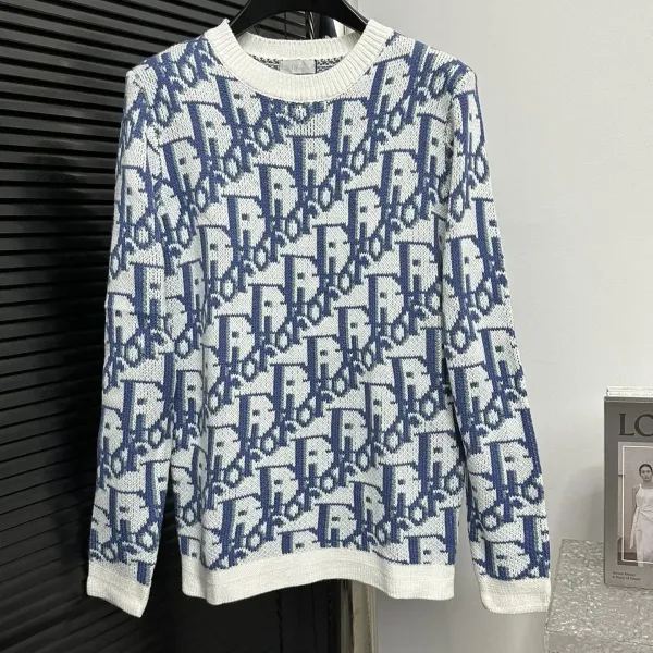 Dior Oblique Knit Sweater Navy and White - 2