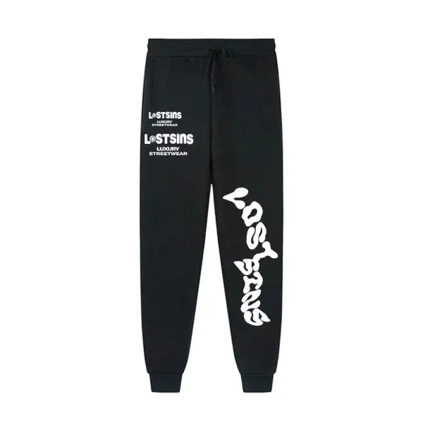 Lost Sins Luxury Streetwear Graphic Sweatpants Black - 1