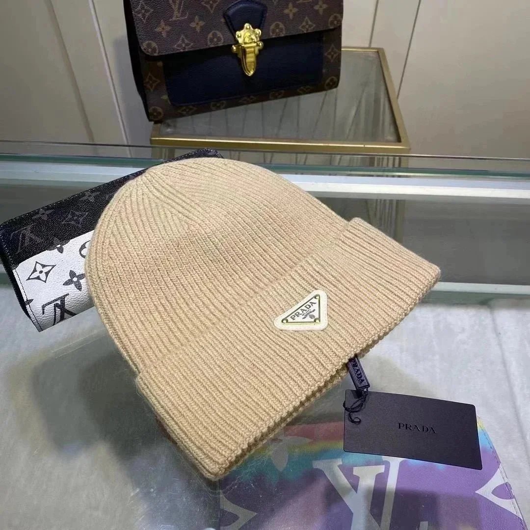 Prada Logo Beanie Pink Knit Hat - 4