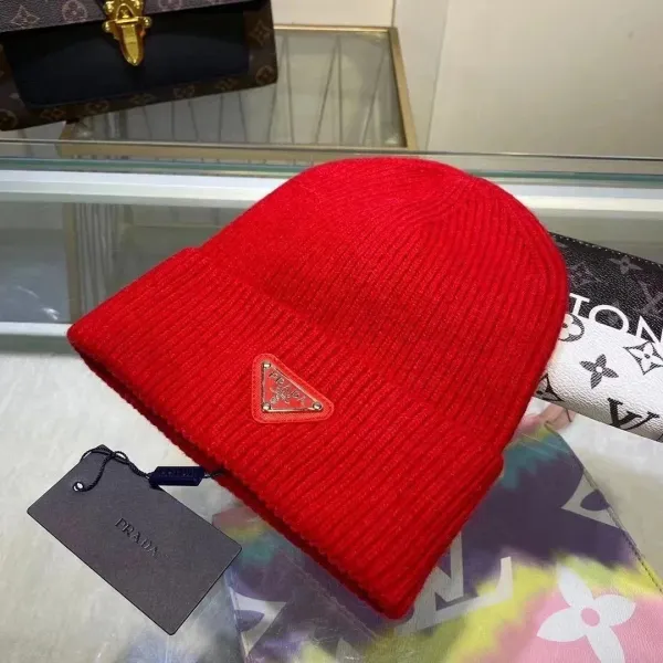 Prada Logo Beanie Pink Knit Hat - 10