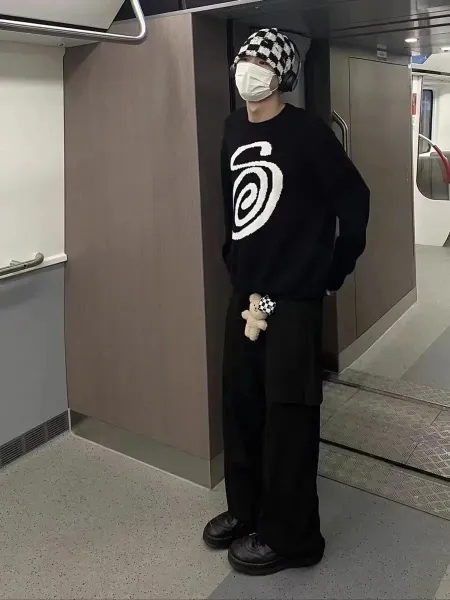 Off-White Spiral Logo Knit Sweater Black - 1