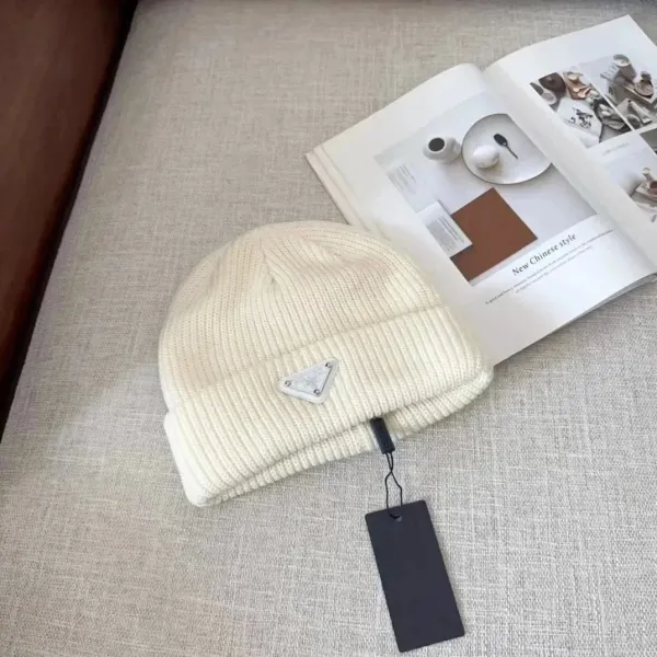 Prada Logo Beanie Pink Knit Hat - 9