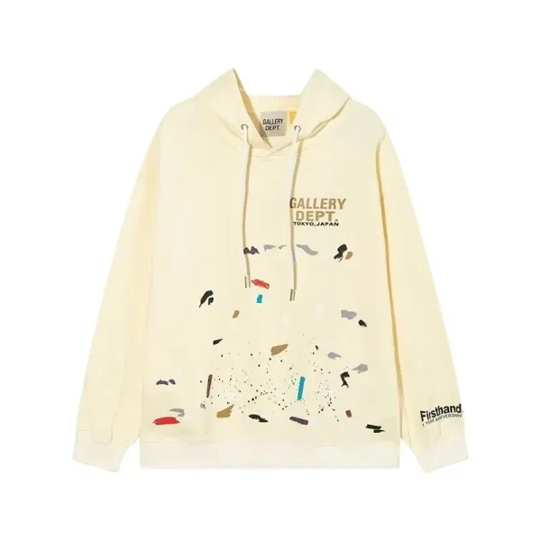 Gallery Dept x Firsthand Paint Splatter Hoodie Beige - 1