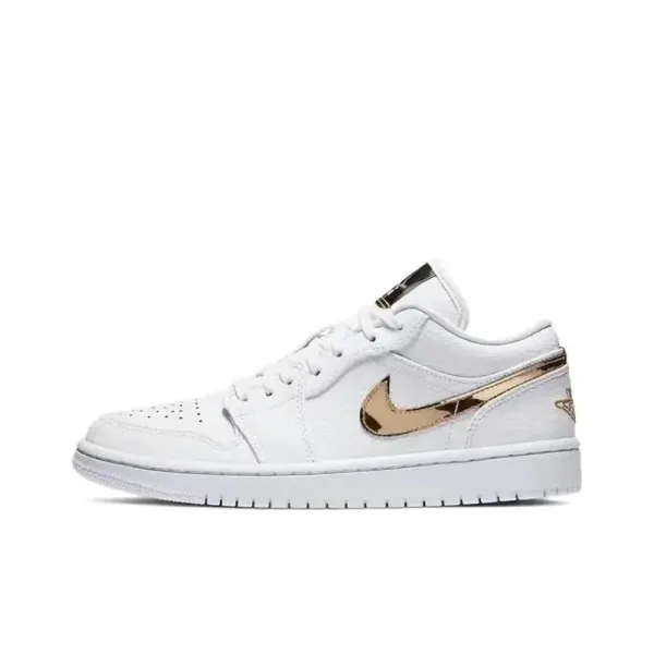 Air Jordan 1 Low White Metallic Gold Sneakers - 1