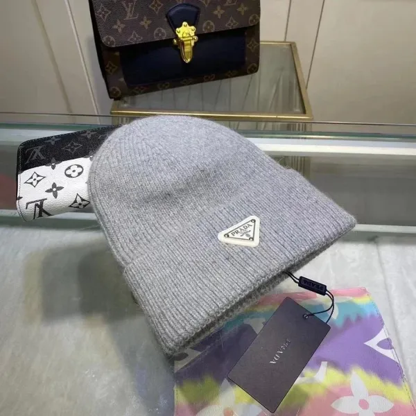 Prada Logo Beanie Pink Knit Hat - 8