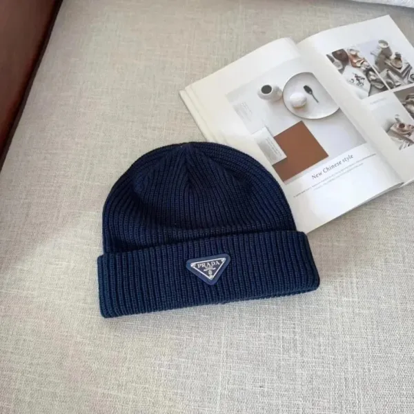 Prada Logo Beanie Pink Knit Hat - 7