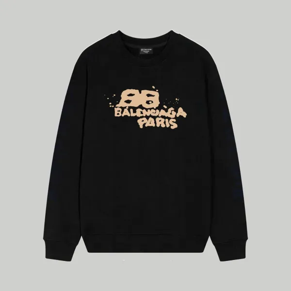 Balenciaga BB Logo Print Black Hoodie - 1