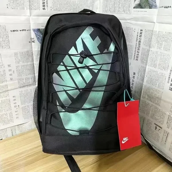 Nike Heritage Backpack Black with Teal Swoosh Graphic - 1