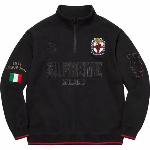 Supreme Arch Logo Hoodie, Dollar Sign Hoodie, Script Logo Hoodie, Box Logo Sweatshirt, City Arch Sweatshirt, Ducati Jacket, Milano Half-Zip, Coach Jacket, and Jogger Pants - 23