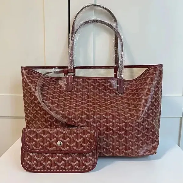 Goyard Saint Louis Tote Bag Burgundy with Goyardine Canvas and Matching Pochette - 1