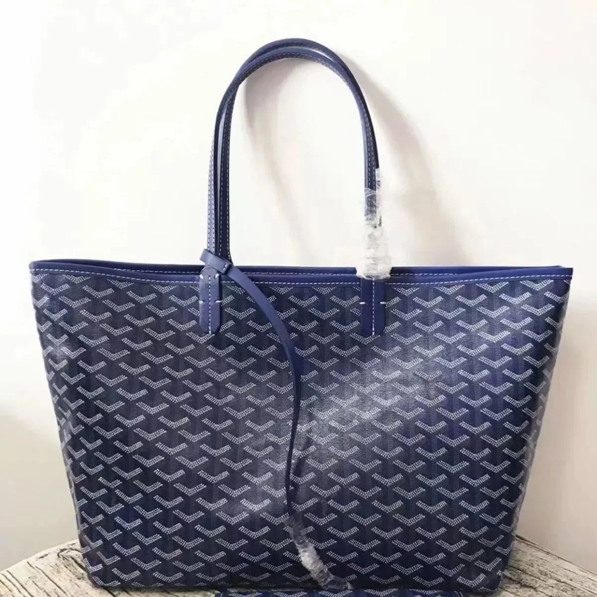 Goyard Saint Louis Tote Navy Blue Canvas Handbag - 1