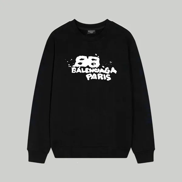 Balenciaga BB Logo Print Black Hoodie - 1