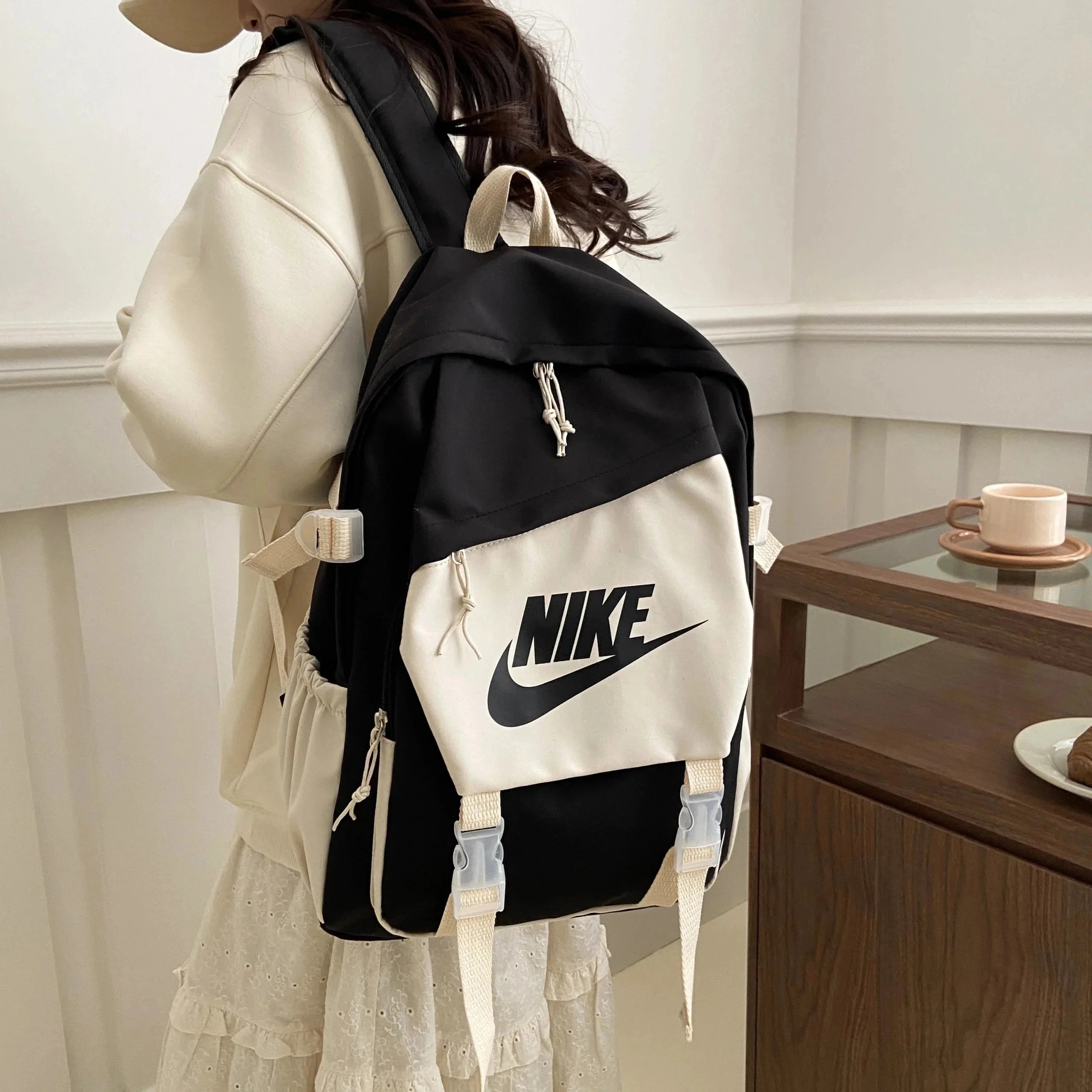 Nike Swoosh Mesh-Overlay Black Backpack - 11