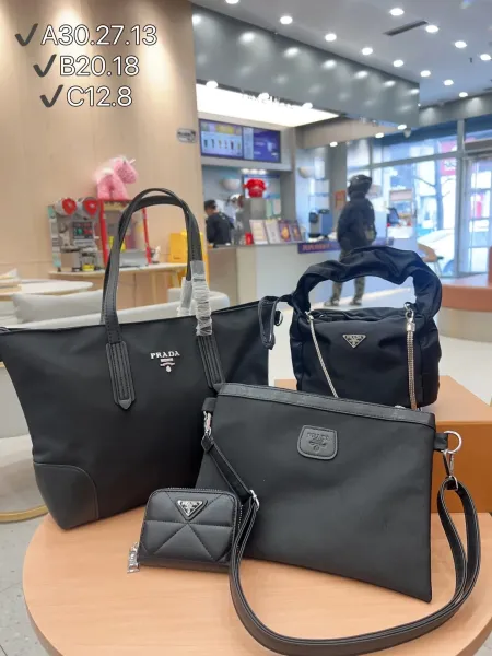 Prada Re-Nylon Tote Bag, Bucket Bag, Clutch, and Wallet Set in Black - 1